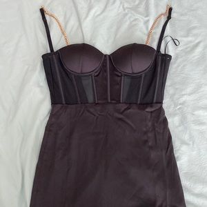 black corset midi dress